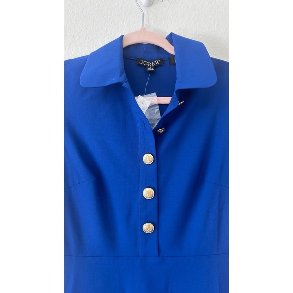 NWT J Crew Blue Italian Tollegno 1900 Collared Bi Stretch Wool Blend Dress SZ 2 - Picture 4 of 13